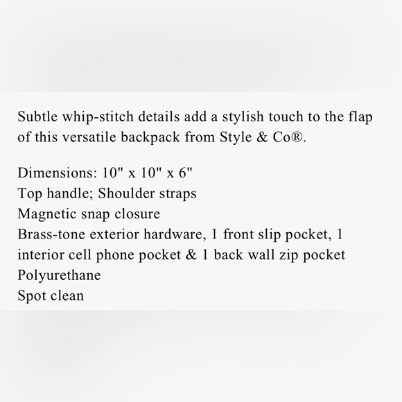 Style & Co Moonlight Slate Blue Backpack NWT vegan Leather - Picture 8 of 8